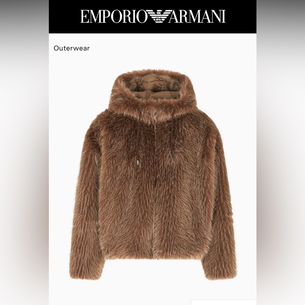 Emporio Armani Brown Bomber Teddy Jacket, size 38